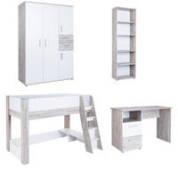 SCHULKINDZIMMER Komplettset Bente 4-tlg - Eichefarben/Silberfarben, Holzwerkstoff/Kunststoff (1/1/1cm) - arthur berndt