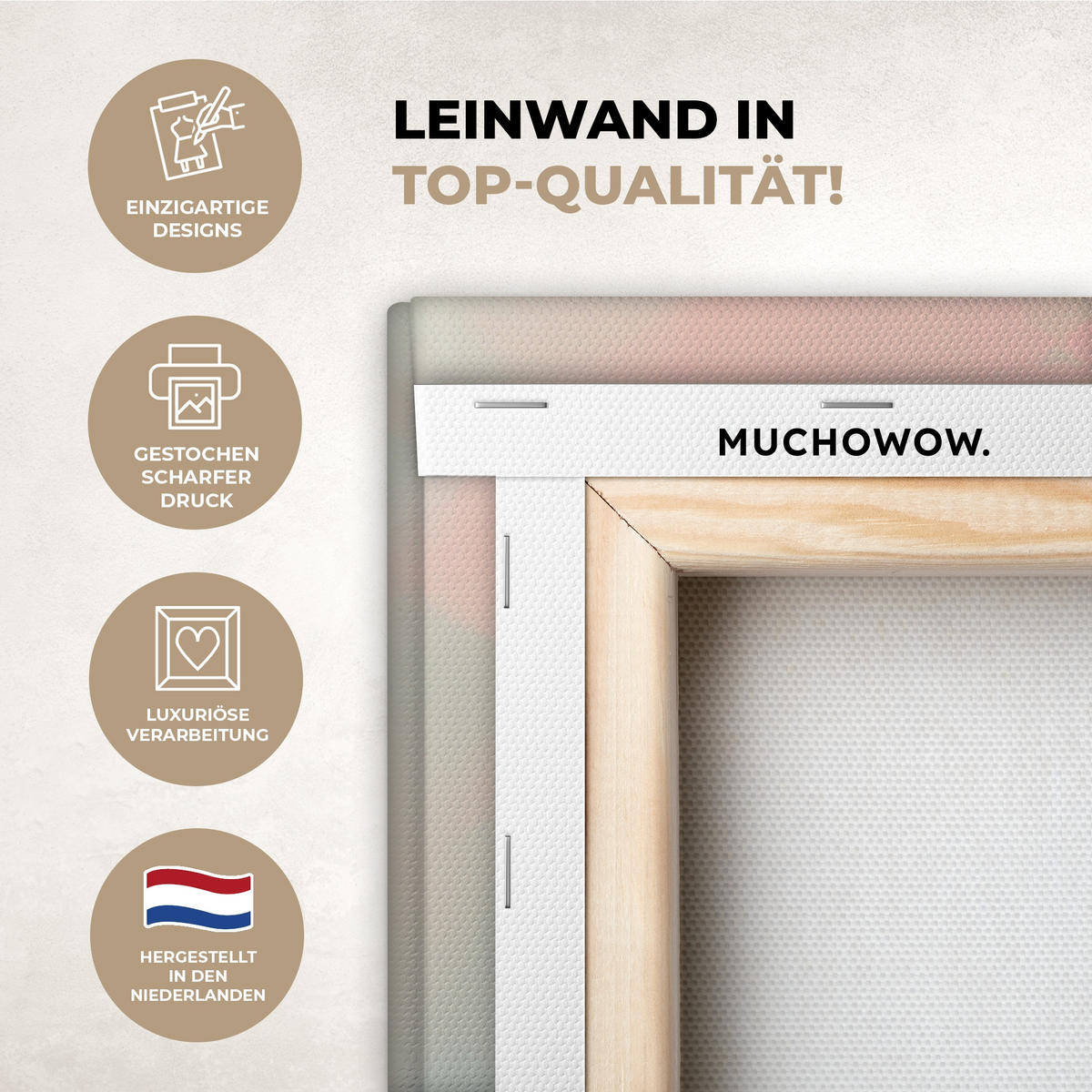 LEINWANDBILD Rotkehlchen - Zierpflanze - Blütenzweig Wohnzimmer Groß 120x80 cm - Hellrosa, Textil (120/80cm) - MuchoWow