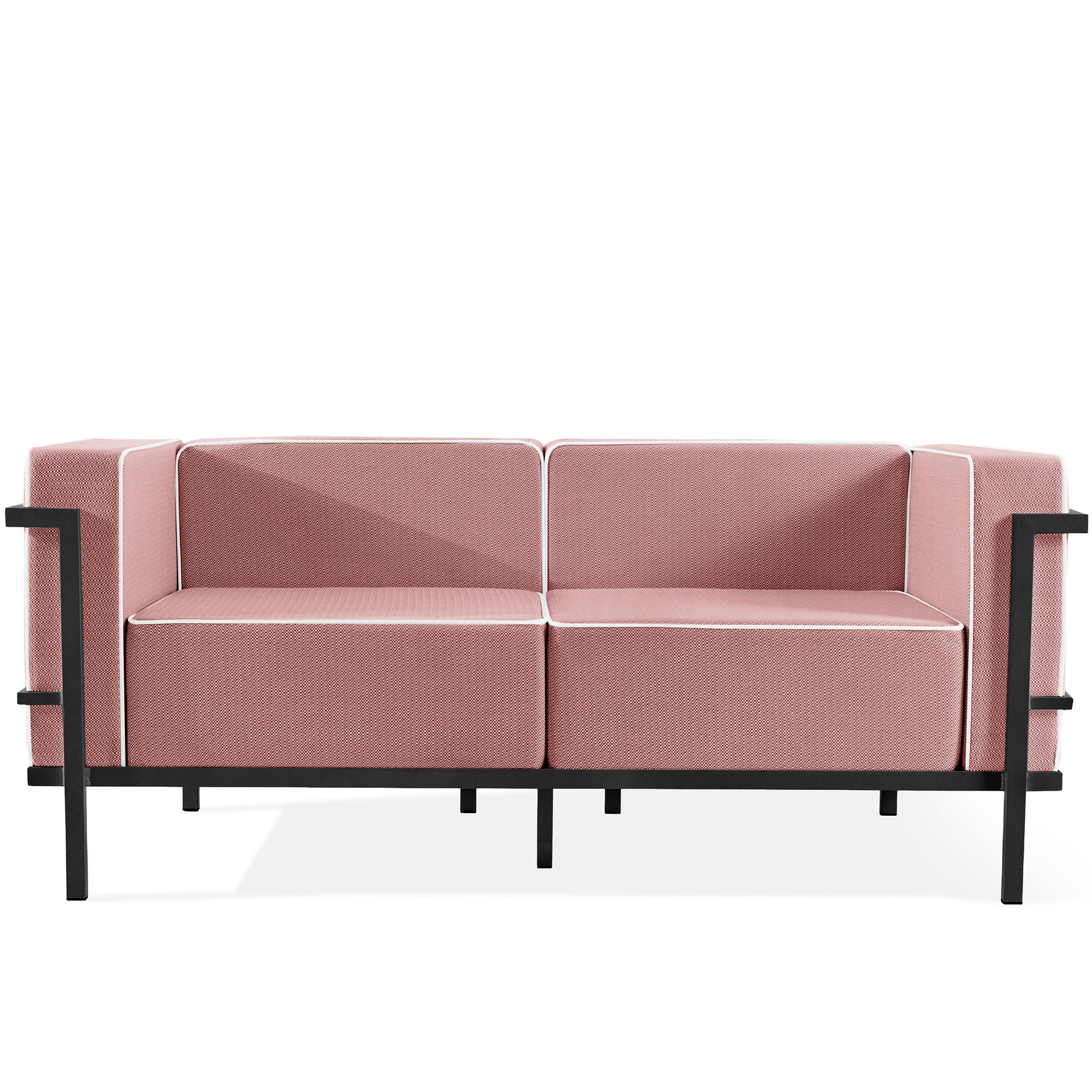 GARTENSOFA TRIGLO 2-Personen, Stahlrahmen, Modern, Dunkelgrau - Dunkelgrau/Rot, Textil/Metall (164/70/69cm) - KONSIMO®