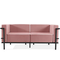 GARTENSOFA TRIGLO 2-Personen, Stahlrahmen, Modern, Dunkelgrau - Dunkelgrau/Rot, Textil/Metall (164/70/69cm) - KONSIMO®