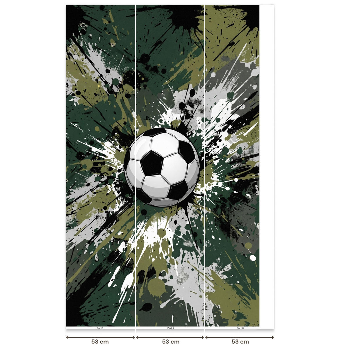 KINDERTAPETE - Fußball - Farbe - Spritzer - Grün - 140x240 cm - Dunkelgrün, Papier (140/240cm) - OnlyWow