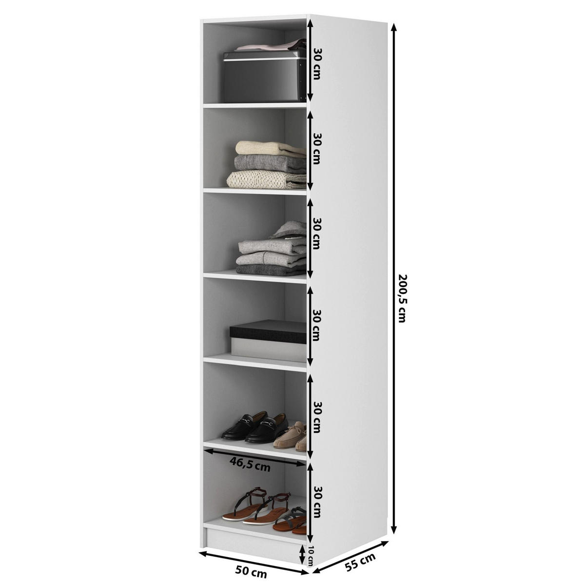 KLEIDERSCHRANK Moonir Greige 50 cm - Taupe/Goldfarben, Holzwerkstoff/Metall (50/200.5/57cm) - Selsey