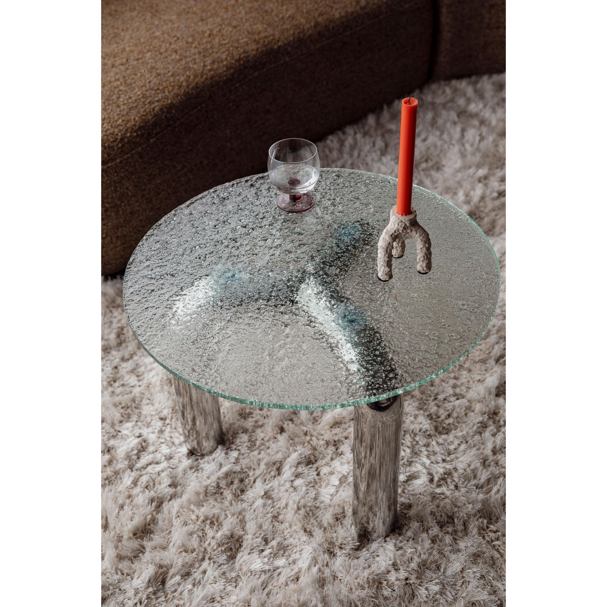 BEISTELLTISCH Marly Rund 60 cm Silber - Silberfarben, Glas (60/60/43.5cm) - Dutchbone