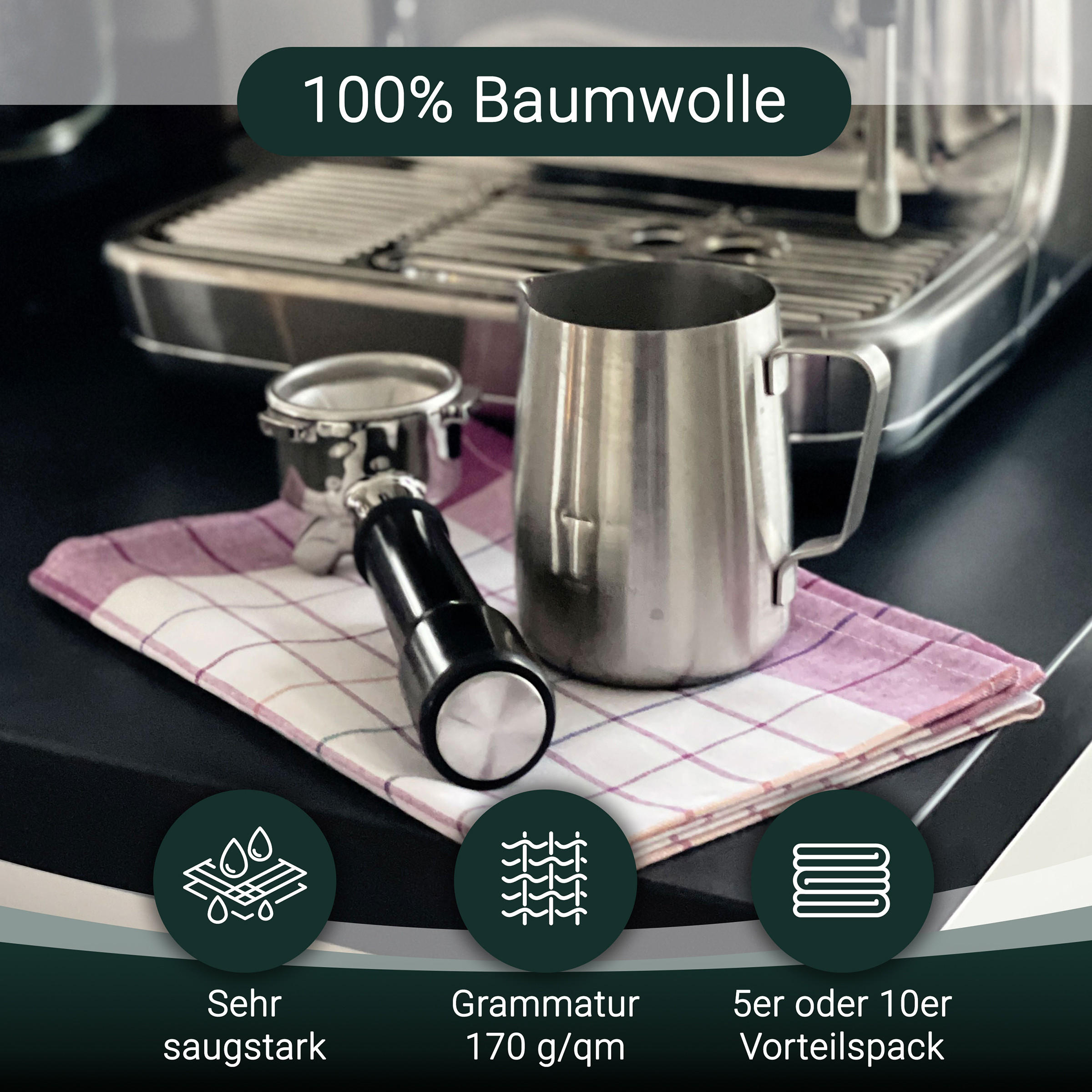 GESCHIRRTÜCHER, 5er-Set, 50x70 cm, 100% Baumwolle, farblich sortiert - Rot, Textil (50/70cm) - Zollner