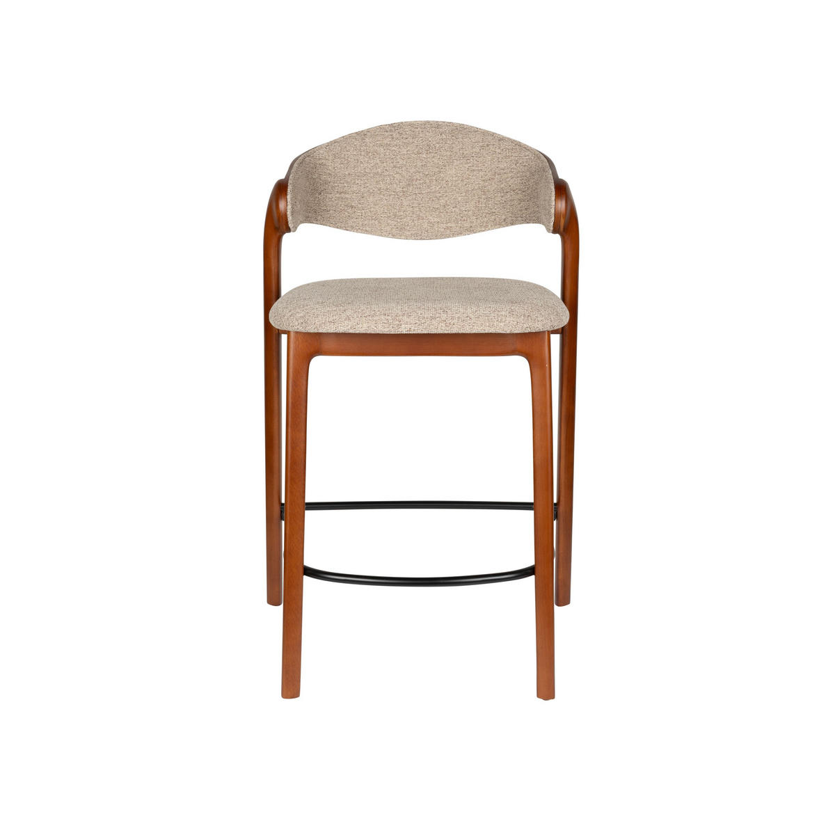 BARHOCKER Babington Rückenlehne 65 cm Walnuss - 2 er Set - Beige/Braun, Holz (57.7/91.5/51.4cm) - Dutchbone