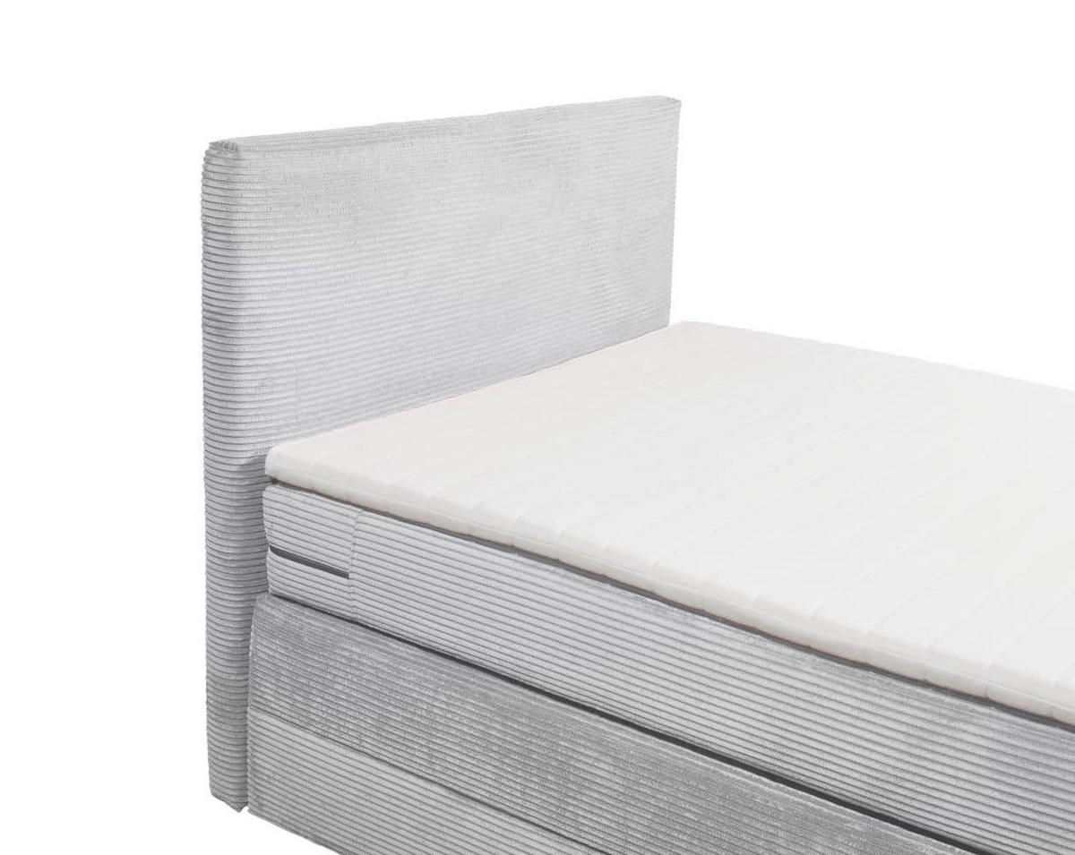 BOXSPRINGBETT 120/140x200 – Bettkasten, 7‑Zonen‑Tonnentaschenfederkern & Komfort‑T25‑Topper - Beige/Silberfarben, Holz/Textil (120/200cm) - ed exciting design