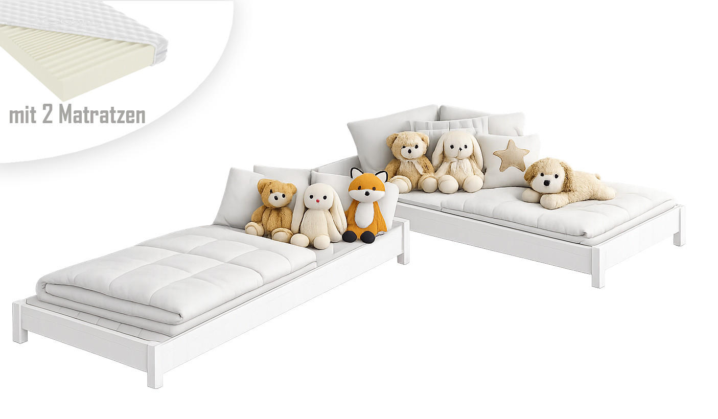 STAPELBETTEN 2-er Set Sendi 200x80 weiß mit Matratzen - Weiß, Holzwerkstoff - LUKDOM