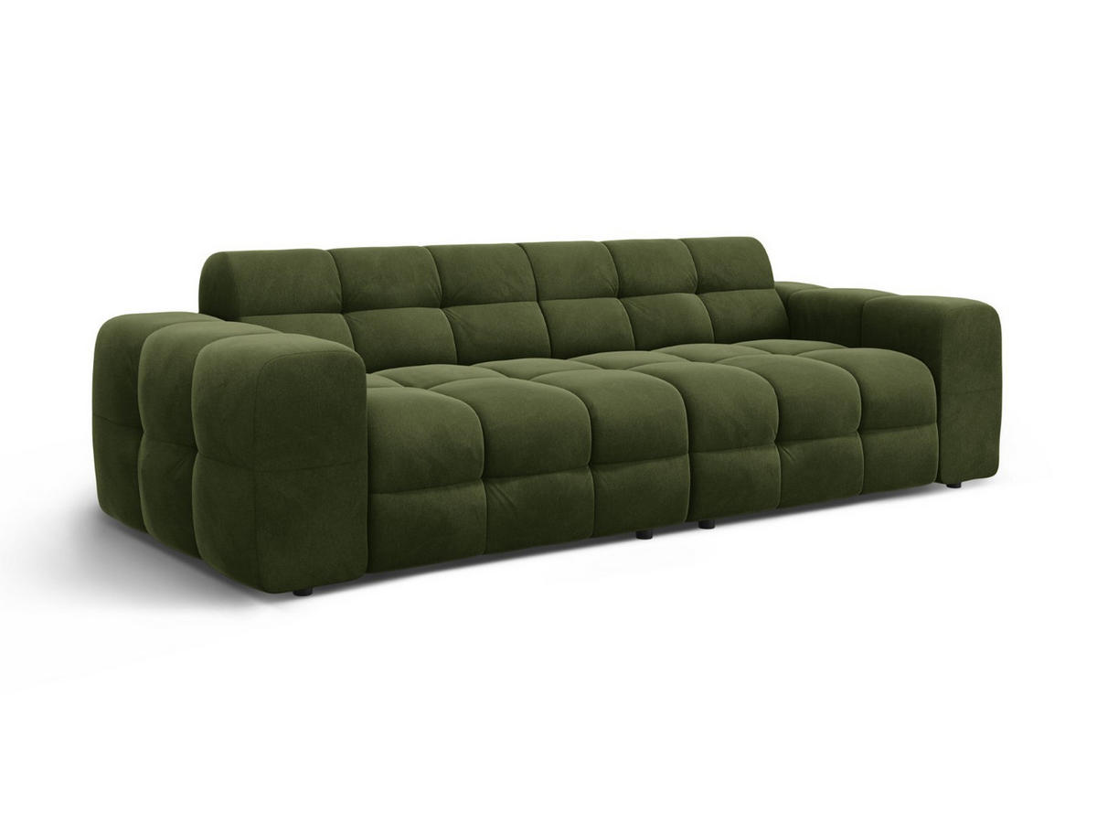 SOFA Kendal aus Samt armeegrün 4 Sitzplätze - Olivgrün, Textil (255/79/103cm) - Micadoni