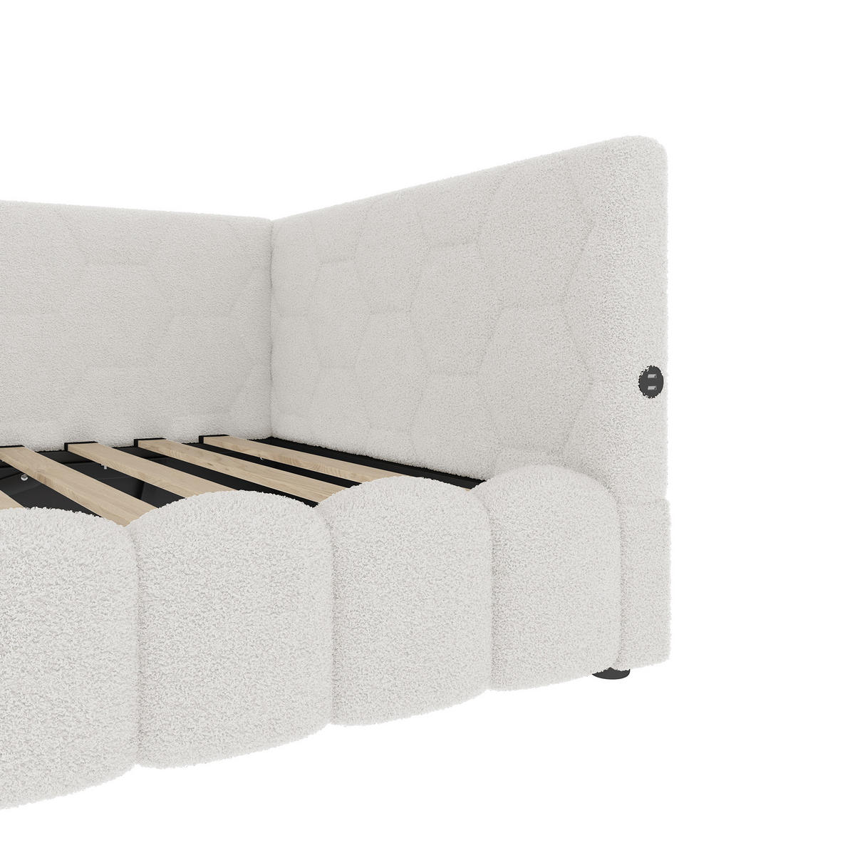 KINDERBETT 90x200cm mit Lattenrost (ohne Matratze)，mit LED-Lichtleiste- Weiß - Weiß, Holz/Textil (90/200cm) - KOMHTOM