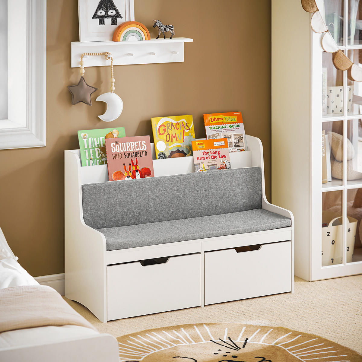 KINDER-SITZBANK Weiß - Weiß, Holzwerkstoff (100/70/45cm) - SoBuy