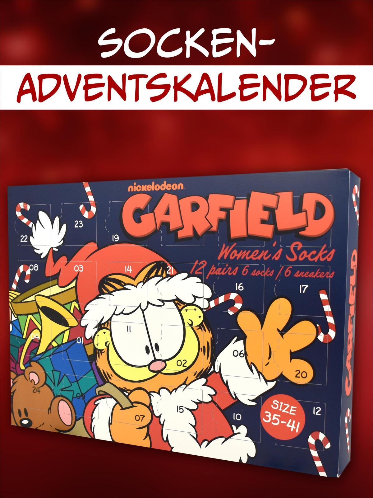 ADVENTSKALENDER Garfield mit 12 Paar Socken Größe 35-41 - Multicolor, Textil (37/5/26.5cm) - United Labels
