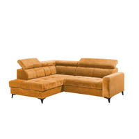ECKSOFA mit elektronische Sitztiefenverstellung, USB-Anschluss und stilvollem Breitcord-Bezug - Gelb, Textil (243/200cm) - ed exciting design