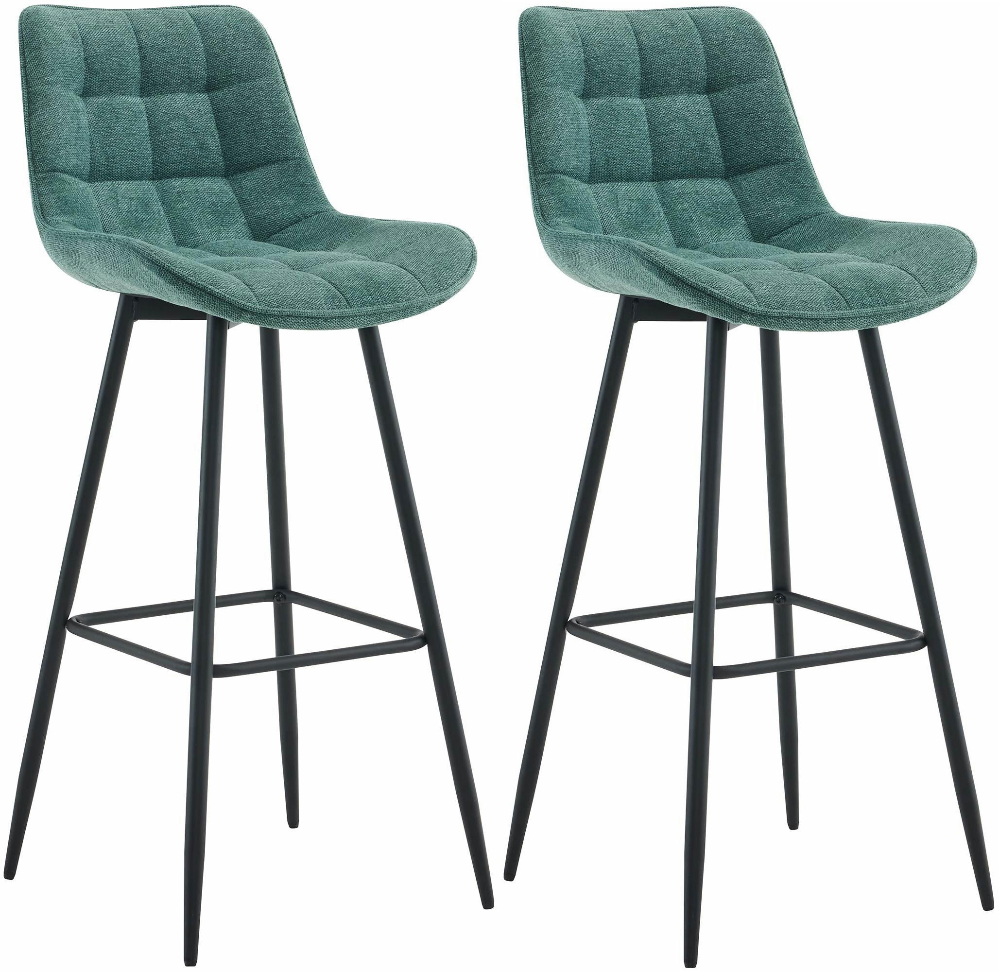 BARHOCKER 2er Set Stoff grün - Schwarz/Grün, Textil/Metall (47/106/52cm) - CLP