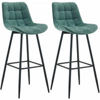 BARHOCKER 2er Set Stoff grün - Schwarz/Grün, Textil/Metall (47/106/52cm) - CLP