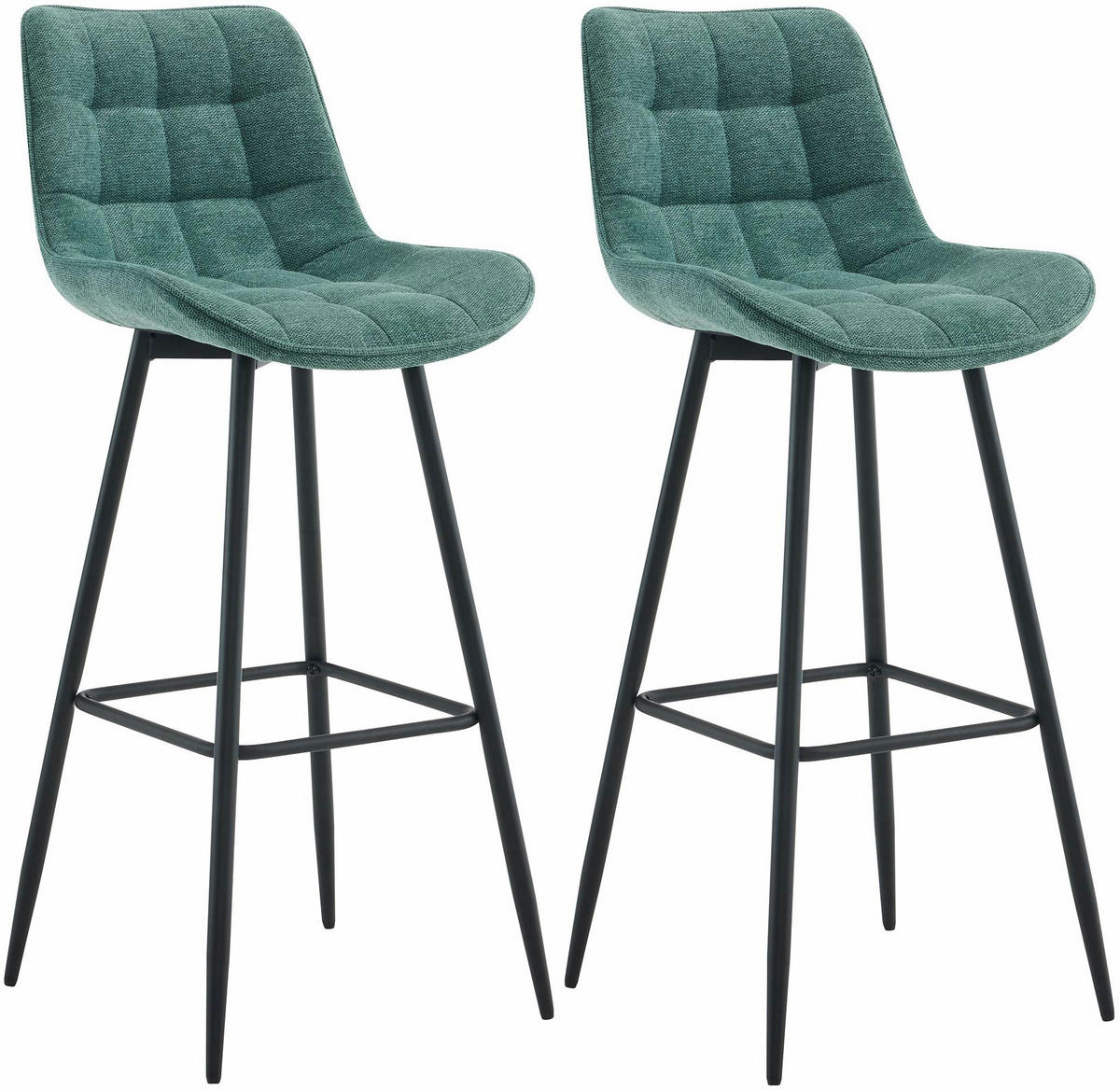 BARHOCKER 2er Set Stoff grün - Schwarz/Grün, Textil/Metall (47/106/52cm) - CLP