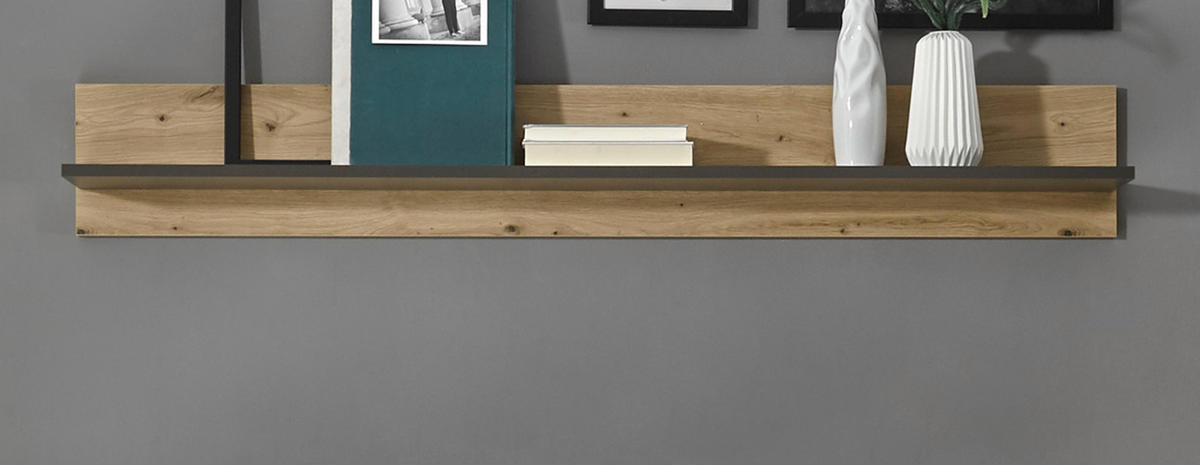 WANDBOARD Eiche Artisan Graphit grau, Wandregal, 138 x 20 cm - Eiche Artisan/Grau, Holzwerkstoff (138/20/20cm) - Furn.Design