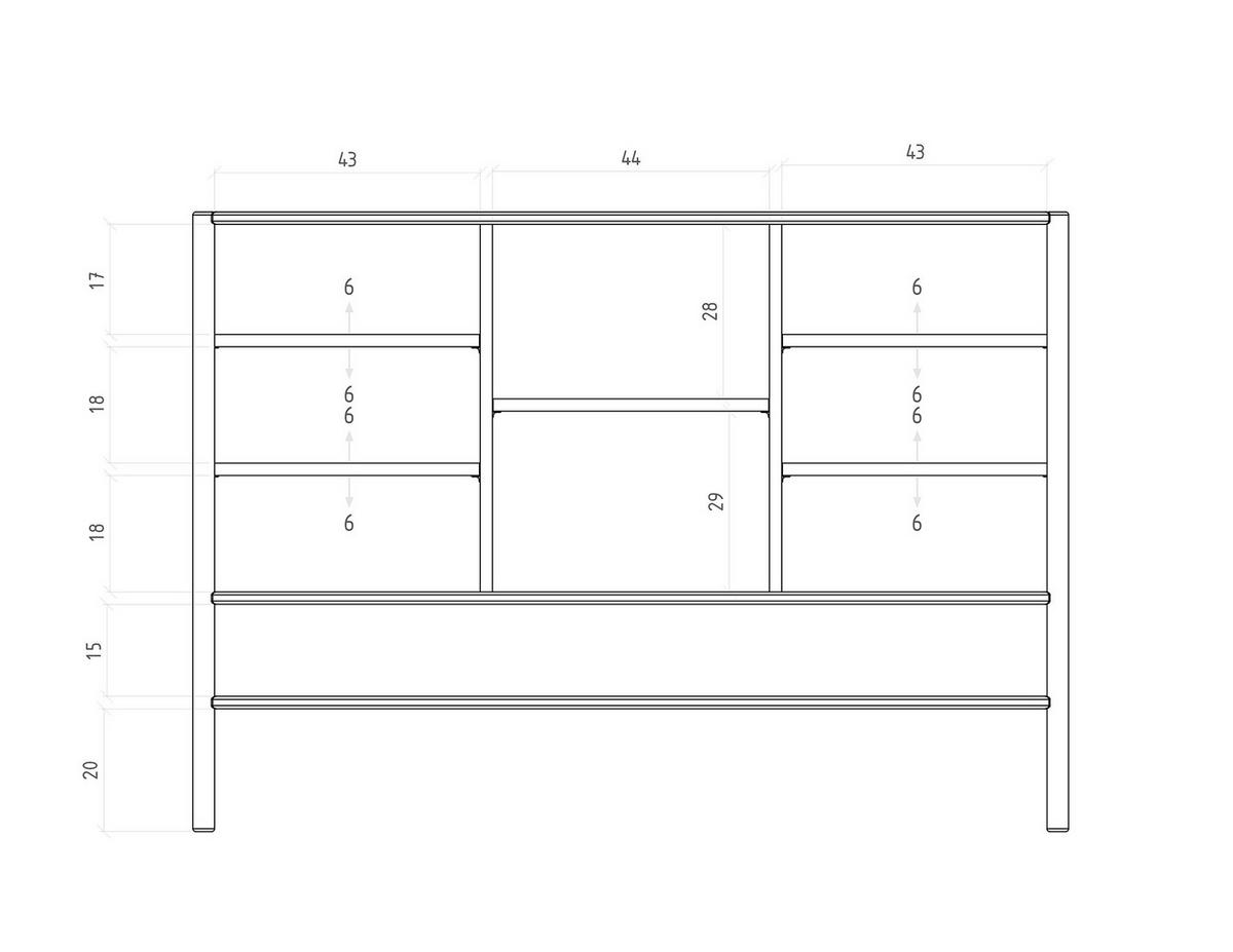 KOMMODE INA Wildeiche - Alteiche, Holz (142/101/46cm) - byoak