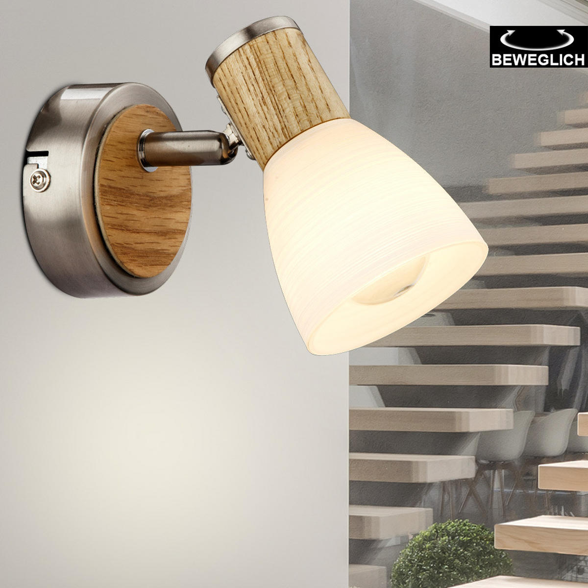 LED WANDLEUCHTE GYLFI Braun Holz - Braun, Holz (8/11/13cm)