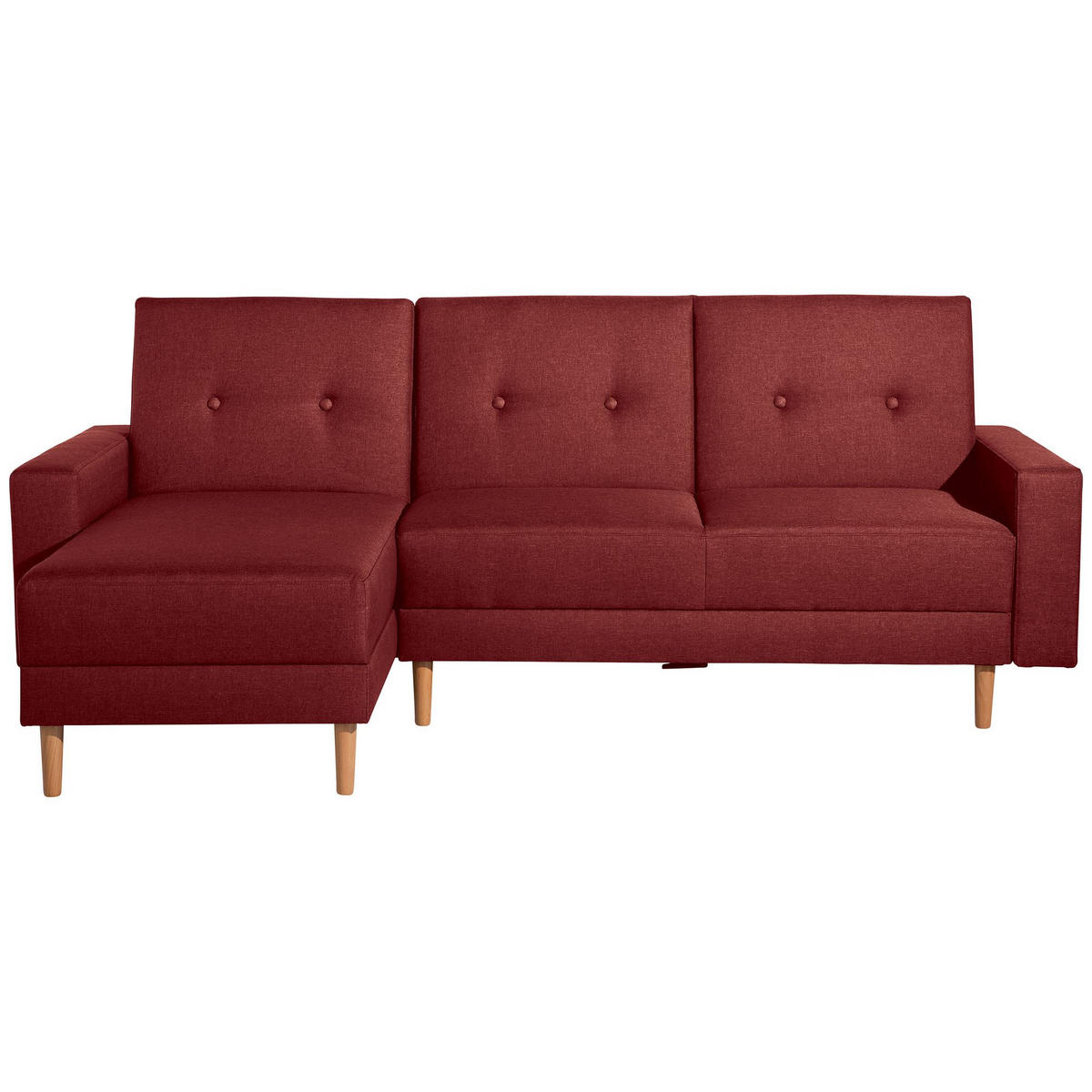 FUNKTIONSSOFA mit Hocker Kattie Flachgewebe rot - Rot, Kunststoff (144/230cm) - 58aufmkessel