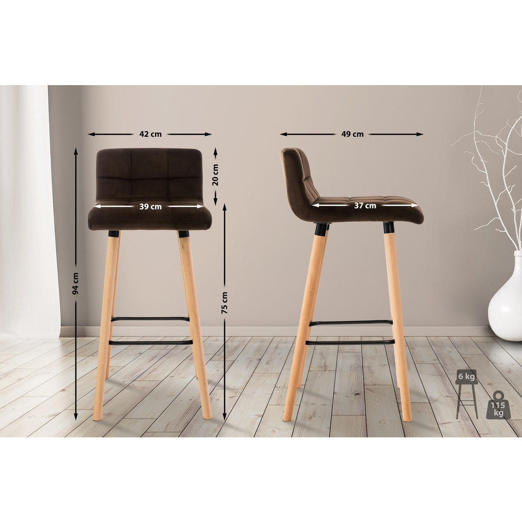 Thumbnail - CLP Barhocker, Braun, Textil, 42x94x49 cm, Esszimmer, Barmöbel, Barhocker