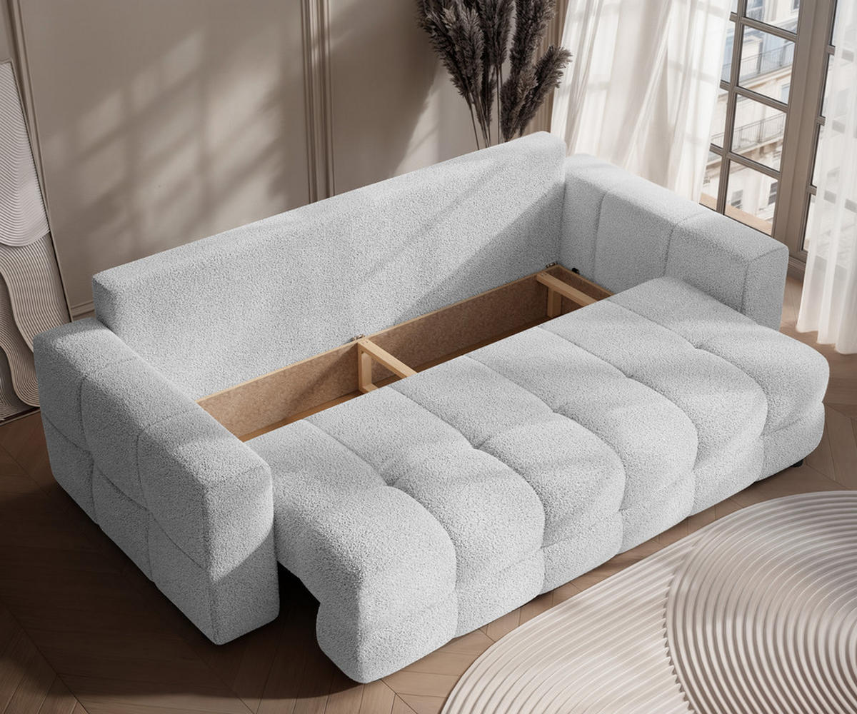 SCHLAFSOFA MOLLY mit Bettkasten, Stoff Hellgrau - Hellgrau, Textil (248/92/93cm) - Idohome