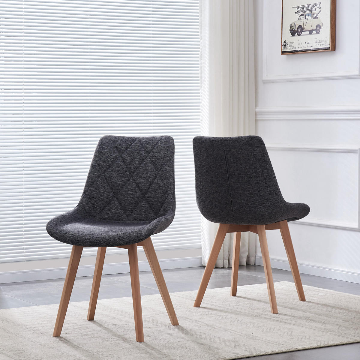 STUHL TANIA Anthrazit 2 Stück - Anthrazit, Holz/Textil (52/88/60cm) - B&D Home