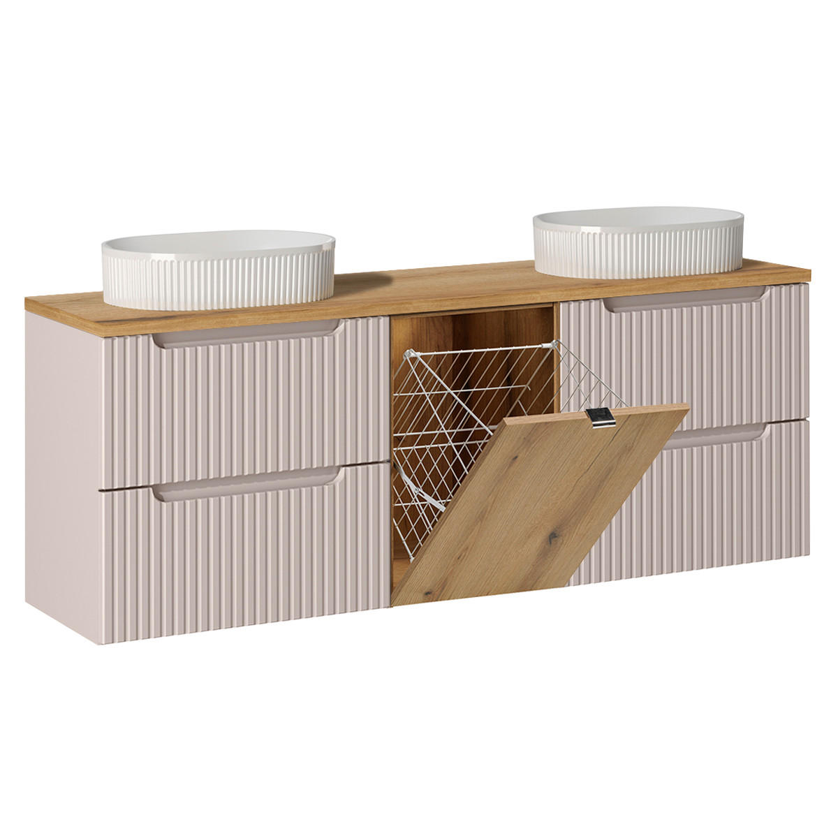 DOPPELWASCHTISCH 160.4cm Riva Kaschmir - Beige, Holzwerkstoff (160.4/59.5/40cm) - Petits-meubles