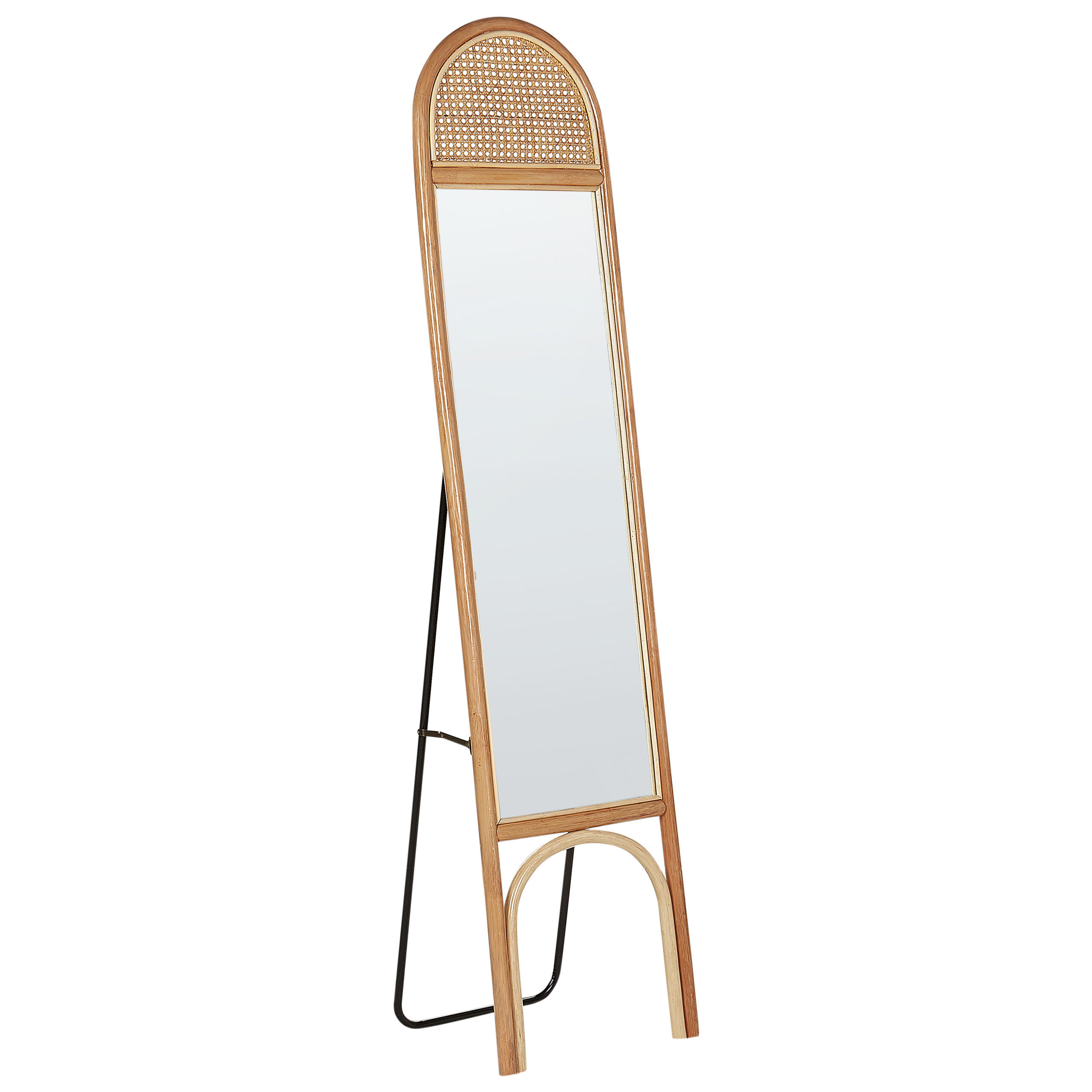 STANDSPIEGEL 170 cm Rattan Naturfarben Brussey - Naturfarben, Naturmaterialen (41/170/3cm) - Beliani