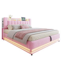 POLSTERBETT mit LED und Stauraum 180x200 cm Samt Rosa - Pink, Metall (180/200cm) - Meubliv