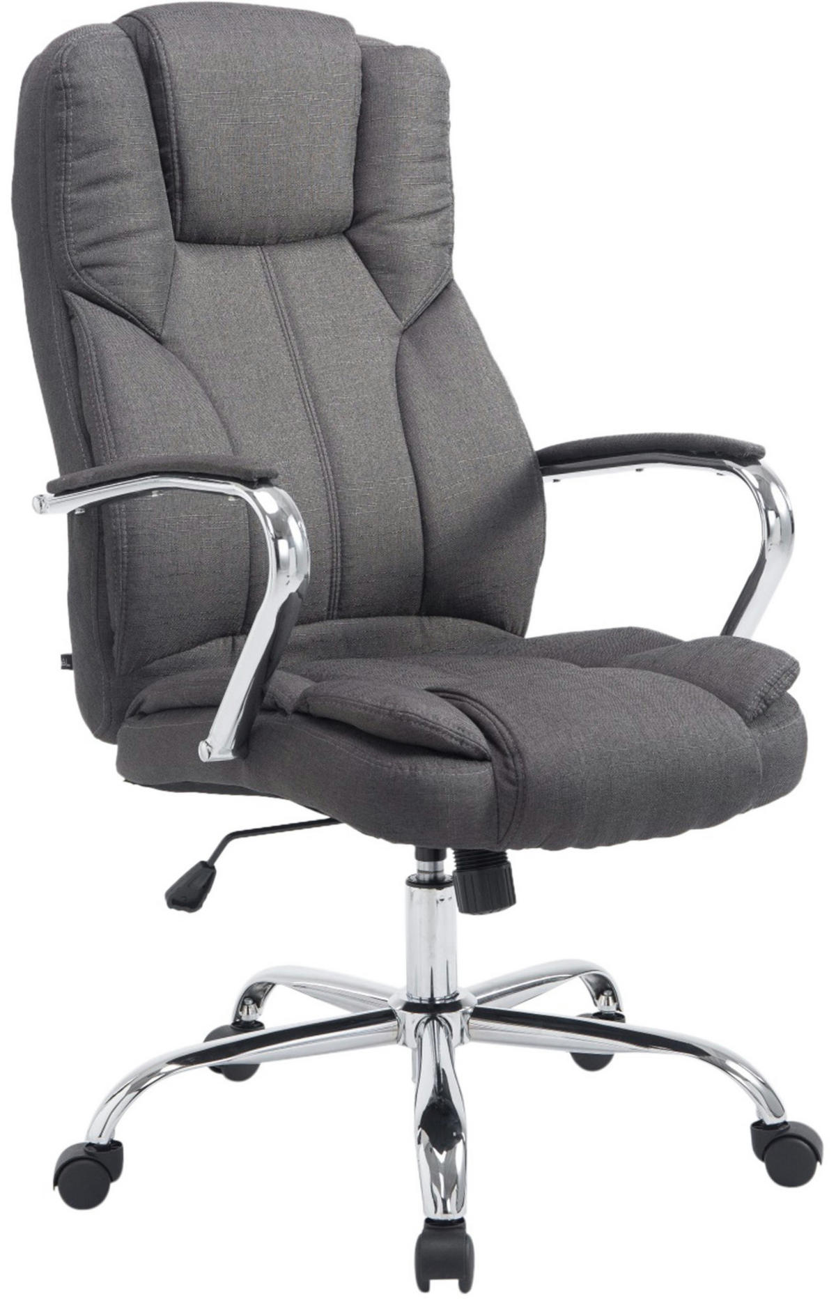 CHEFSESSEL Stoff Dunkelgrau - Chromfarben/Dunkelgrau, Textil/Metall (62/115/70cm) - CLP