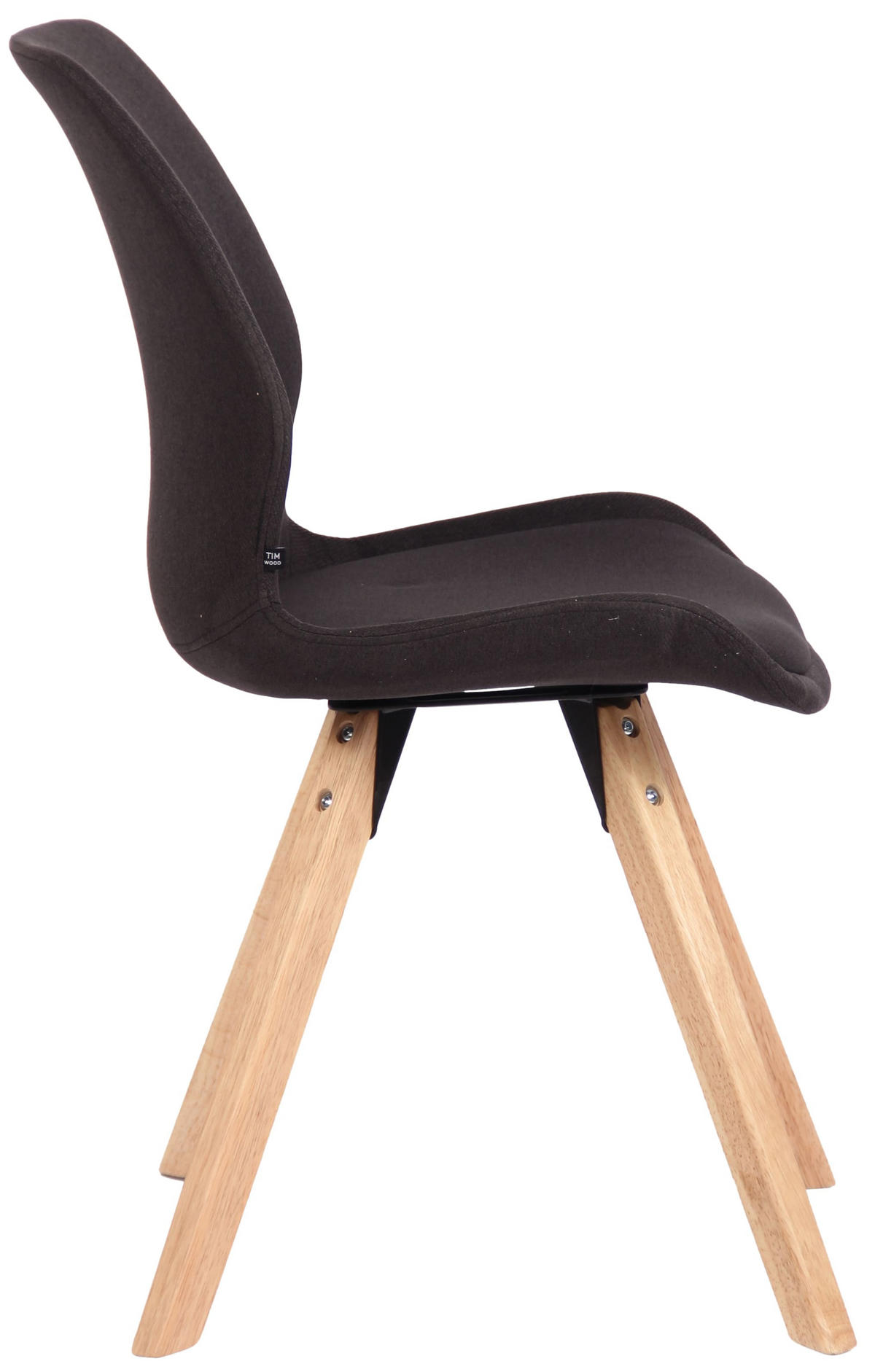 STUHL Stoff schwarz - Eukalyptusholzfarben/Schwarz, Holz/Textil (49/87.5/58cm) - CLP