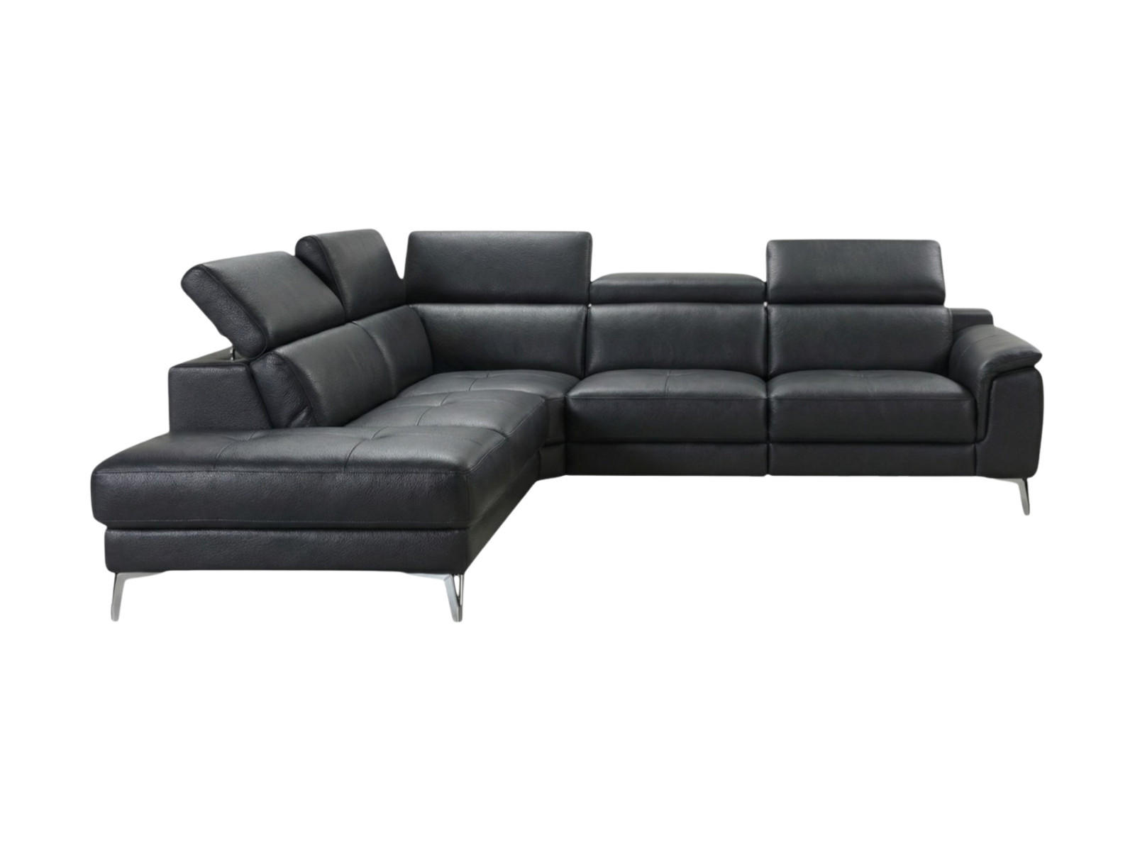 ECKSOFA Jardin Echtleder Schwarz - Schwarz, Leder/Metall (230/266cm)