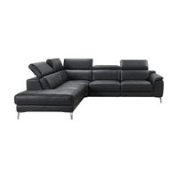 ECKSOFA Jardin Echtleder Schwarz - Schwarz, Leder/Metall (230/266cm)