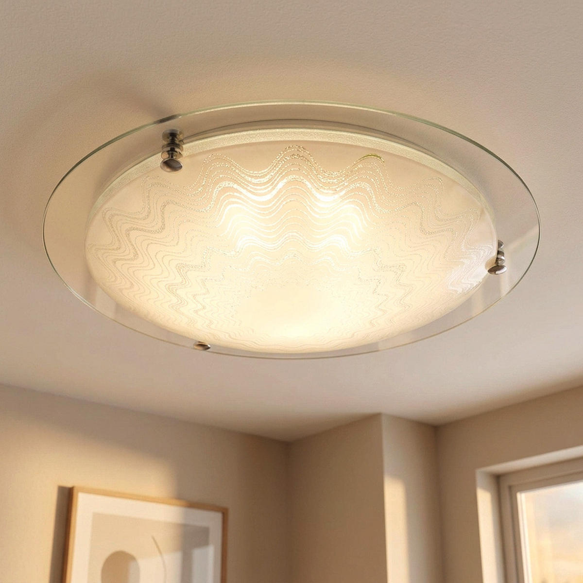 LED DECKENLEUCHTE Metall Chrom Klar - Klar, Glas (41.5/41.5/8.5cm) - Globo Lighting