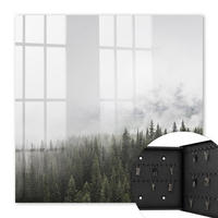SCHLÜSSELBOX Schwarz 30x30 cm- Türöffnung nach rechts - Nebelige Kiefern - Weiß, Metall (30/30/5cm) - TULUP