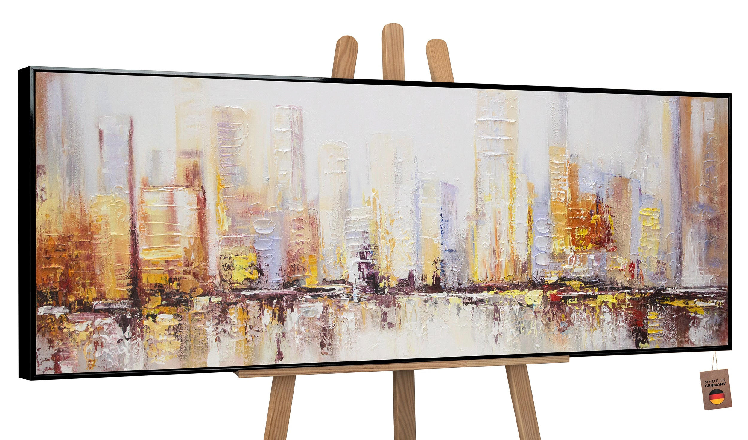 GEMÄLDE Morgens in Megapolis Schattenfugenrahmen Schwarz 180x60 cm - Schwarz, Holz (180/60cm) - YS-art gallery