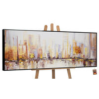 GEMÄLDE Morgens in Megapolis Schattenfugenrahmen Schwarz 180x60 cm - Schwarz, Holz (180/60cm) - YS-art gallery