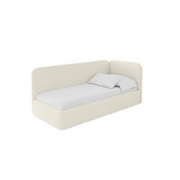 EINZELLBETT Jugendbett mit Bettkasten und Matratze H3/H4, Links - ELSY 100x200 Beige - Champagner, Holzwerkstoff/Textil (100/200cm) - ALTDECOR