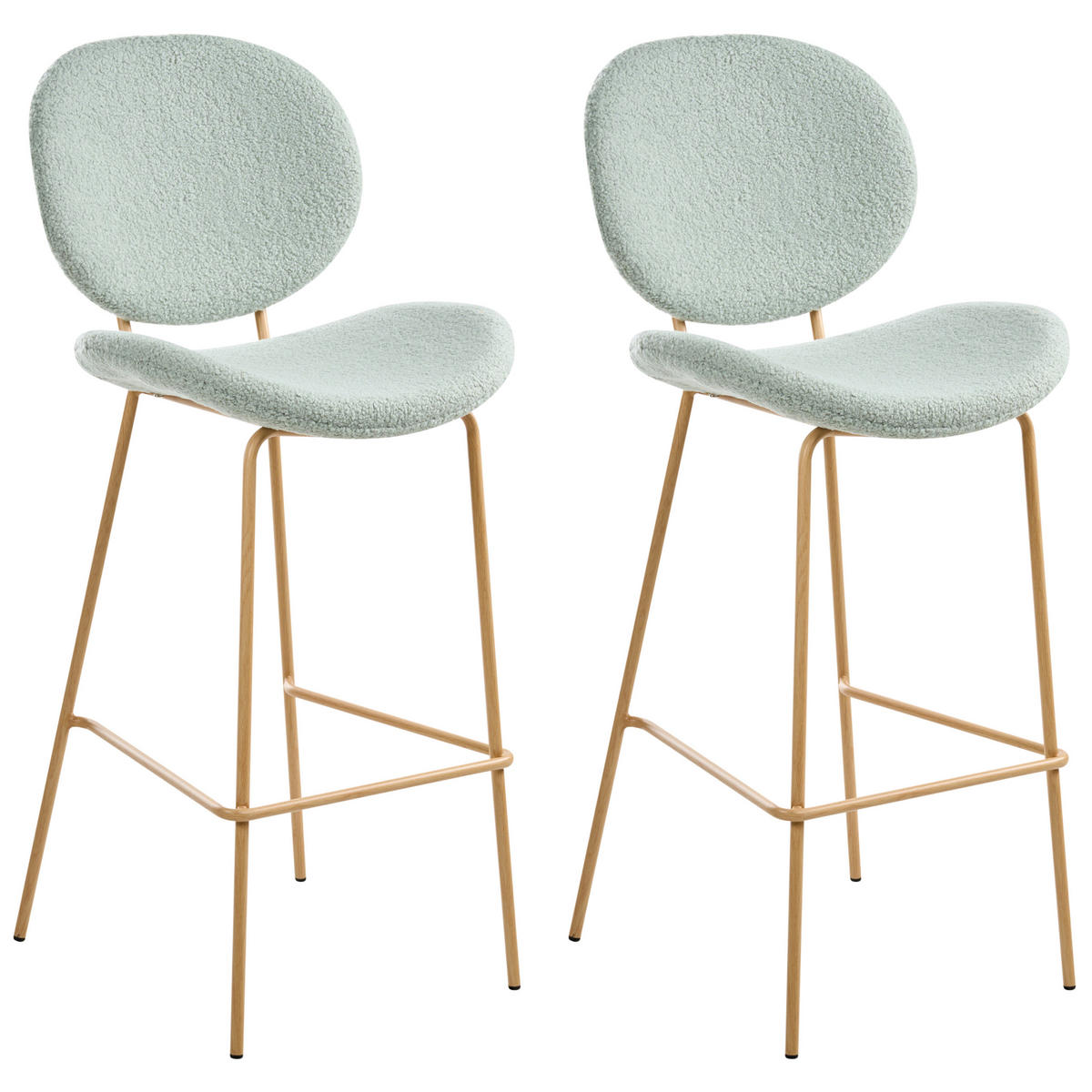 BARHOCKER 2er-Set Hellbraun/Hellgrün Luana - Hellbraun/Hellgrün, Textil (52/116/48cm) - Beliani