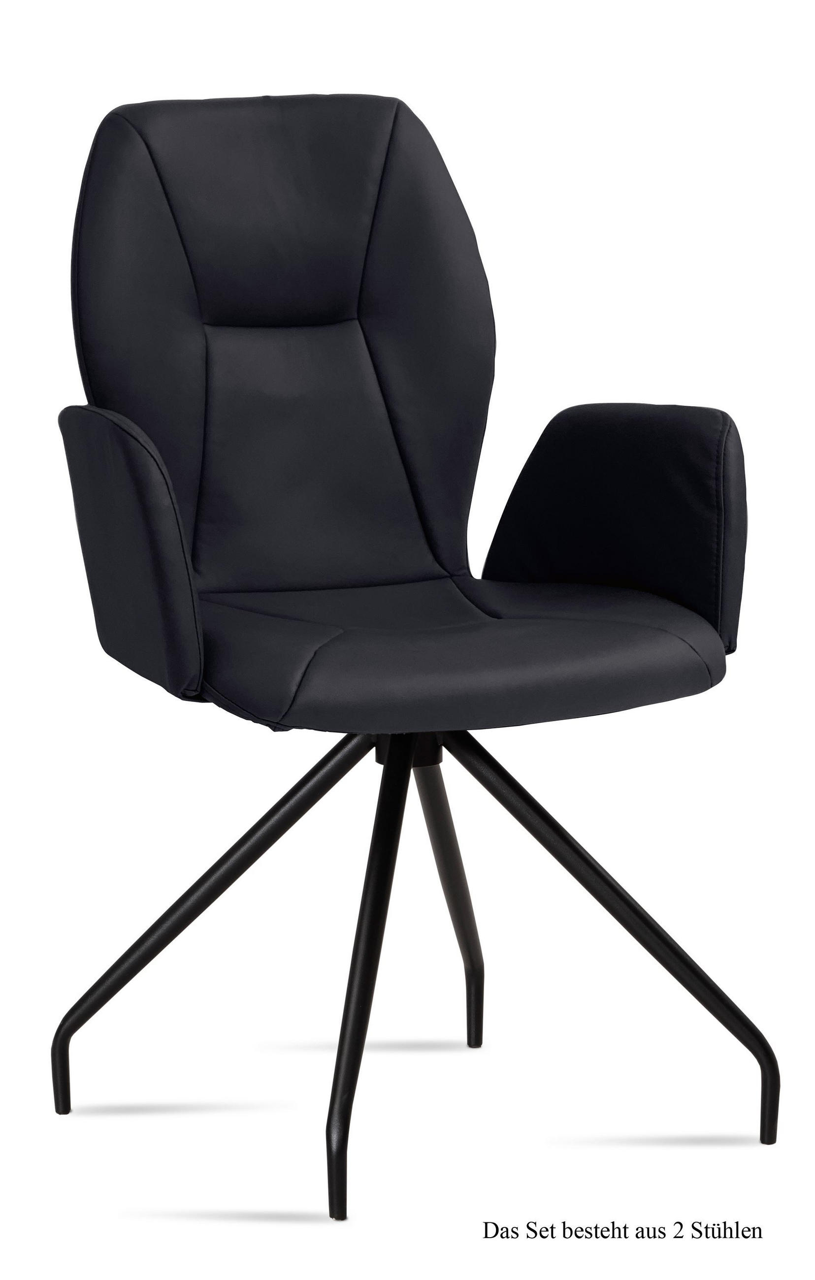 ARMLEHNSTUHL (2er-Set) Dionis 58x92x60 Schwarz/Anthrazit - Anthrazit/Schwarz, Kunststoff (60/92/58cm) - 58aufmkessel