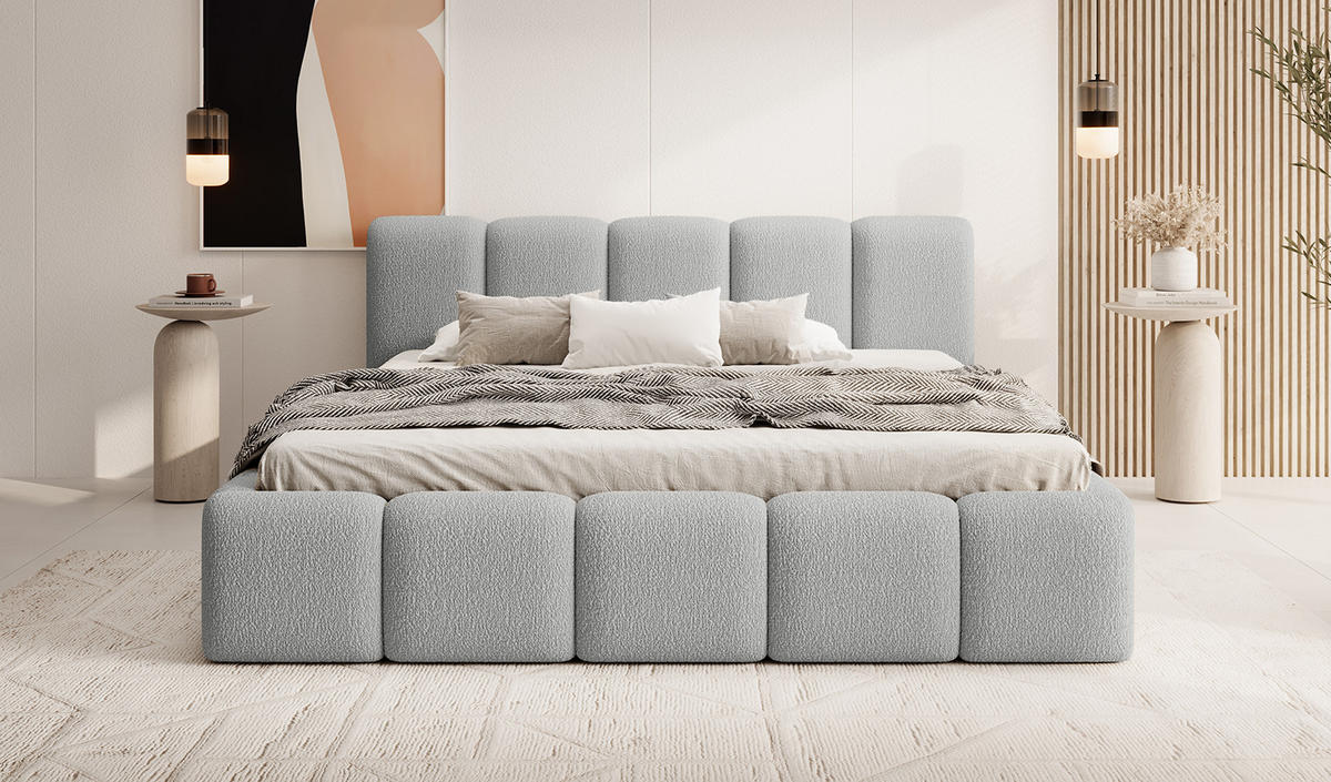 POLSTERBETT MOTSERRAT 180x200 cm, Grau - Grau, Textil (200/180cm) - Fedve