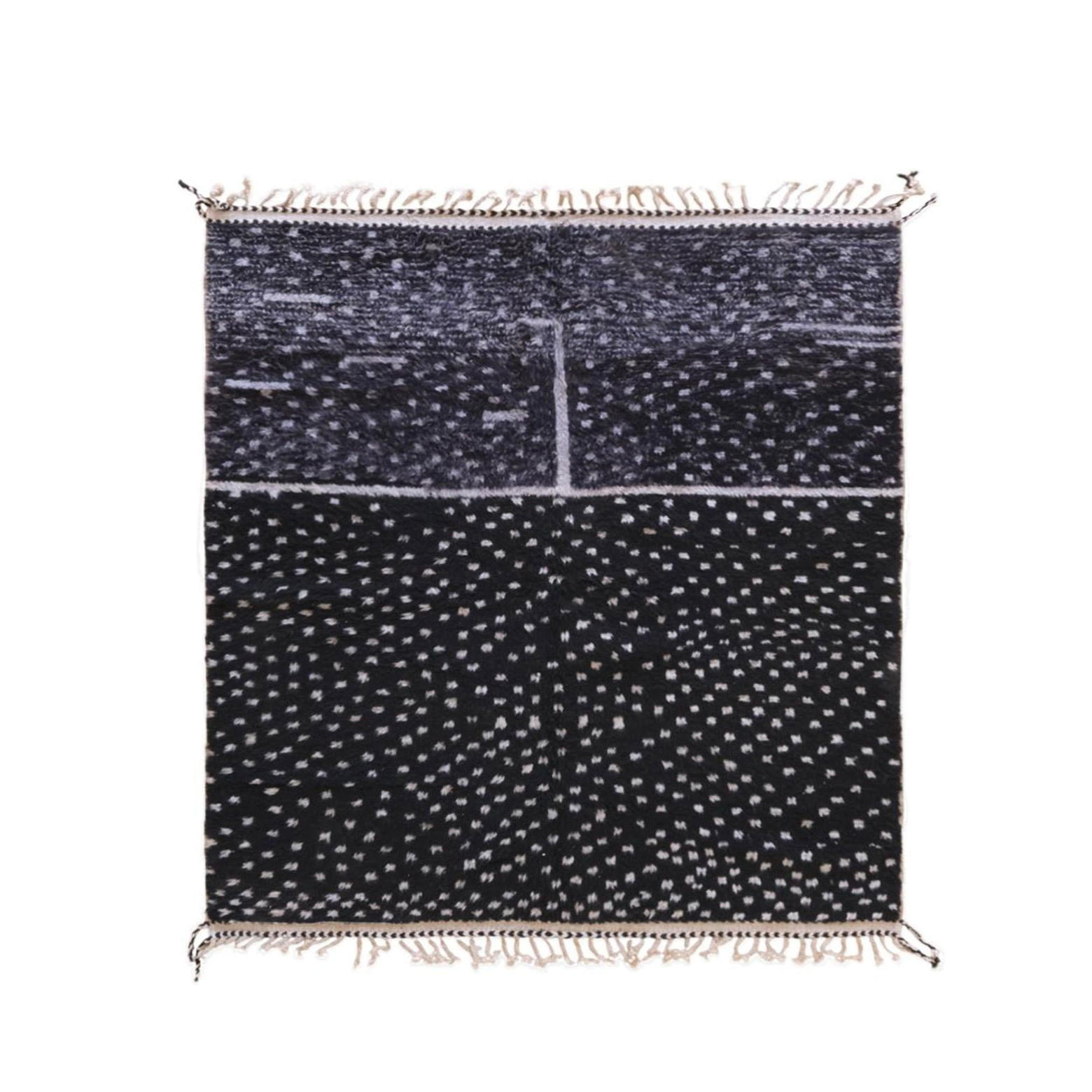 BERBERTEPPICH Design Wolle 191x 211 cm - Schwarz, Naturmaterialien (191/211cm) - AFK Living