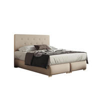 BOXBETT LUPIN, 140 x 200 cm, Double Bed für Schlafzimmer, Elegant Matratze und Bettkasten, Beige - Beige, Holz/Textil (140/200cm) - Trada