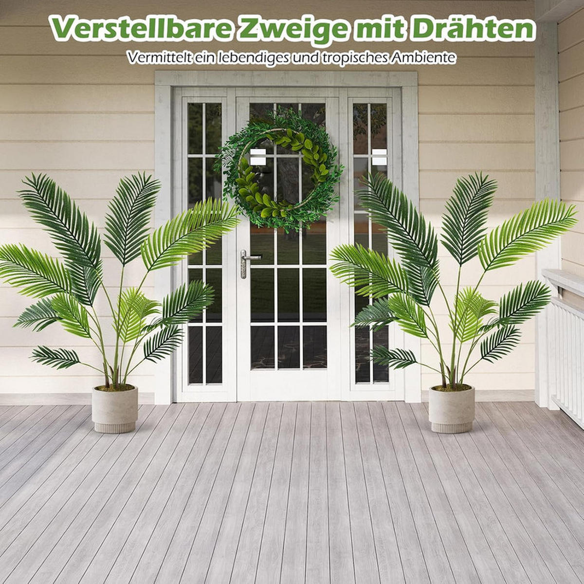 KÜNSTLICHE ARECA-PALME im Topf grün(2er-Set) - Grün, Kunststoff (140cm) - COSTWAY