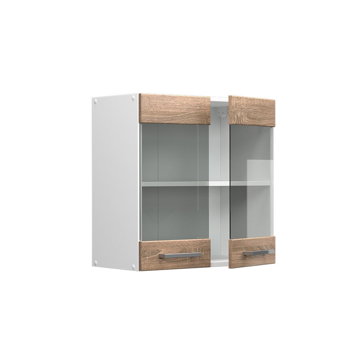 KÜCHENGLASSCHRANK R-Line Sonoma 60 cm - Weiß/Sonoma Eiche, Holzwerkstoff (60/60/31cm) - Vicco