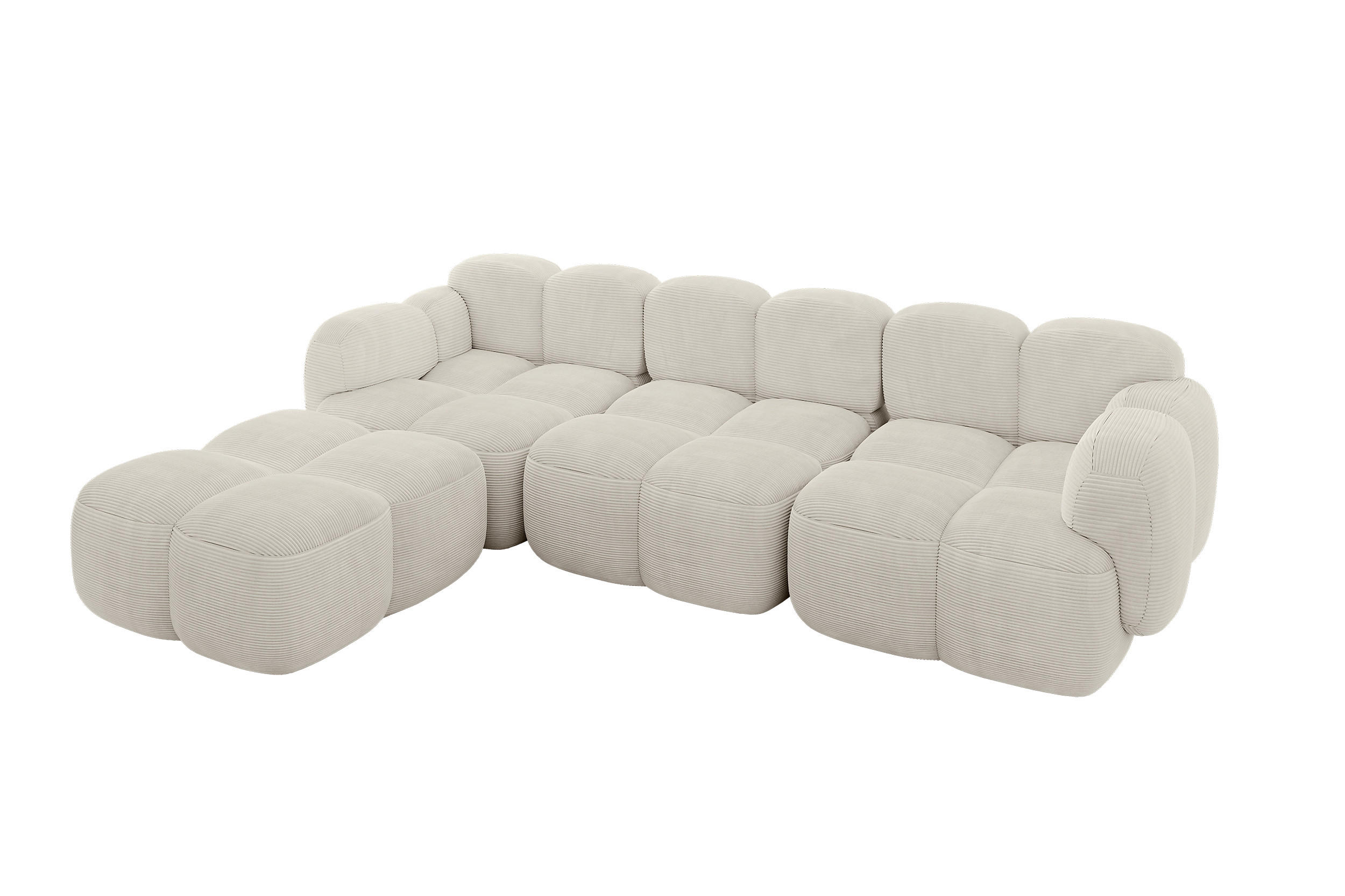 ECKSOFA modulares Sofa Links Miko-L2 302x205x75 Creme Cord - Schwarz/Mokka, Holzwerkstoff/Kunststoff (302/205cm) - ALTDECOR