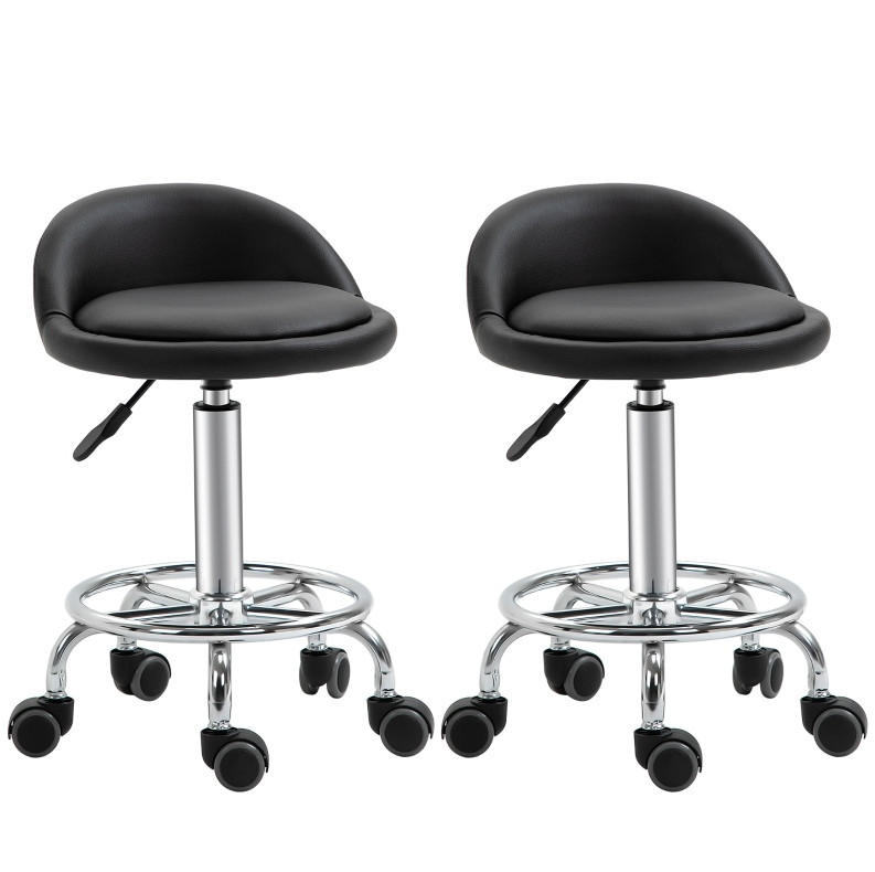 ROLLHOCKER im 2er-Set in Schwarz 38x38x72 cm, höhenverstellbar von 57 bis 72 cm - Schwarz, Kunststoff (38/72/38cm) - IVMEU