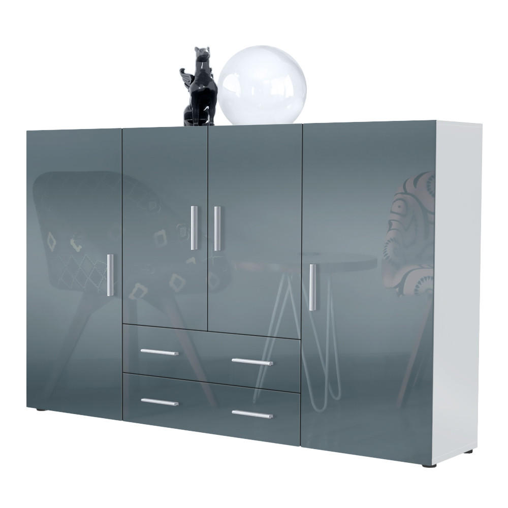 HIGHBOARD Nora Front in Grau Hochglanz - Grau, Holzwerkstoff (166/106/35cm) - Vladon