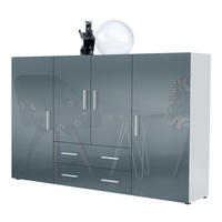 HIGHBOARD Nora Front in Grau Hochglanz - Grau, Holzwerkstoff (166/106/35cm) - Vladon