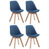 STUHL 4er Set Stoff blau - Blau/Eukalyptusholzfarben, Holz/Textil (48/84/55cm) - CLP